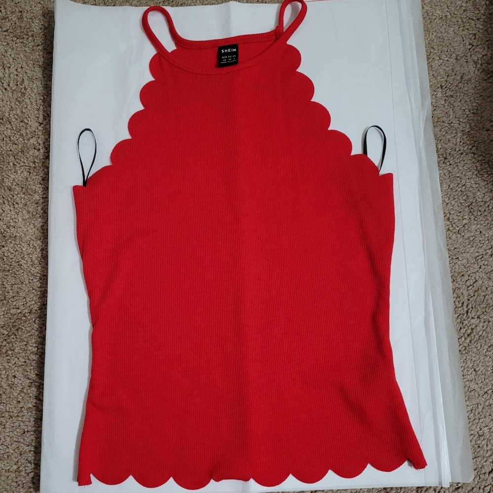 14. SHEIN NWOT Red Halter Cut Tank Top Size XS